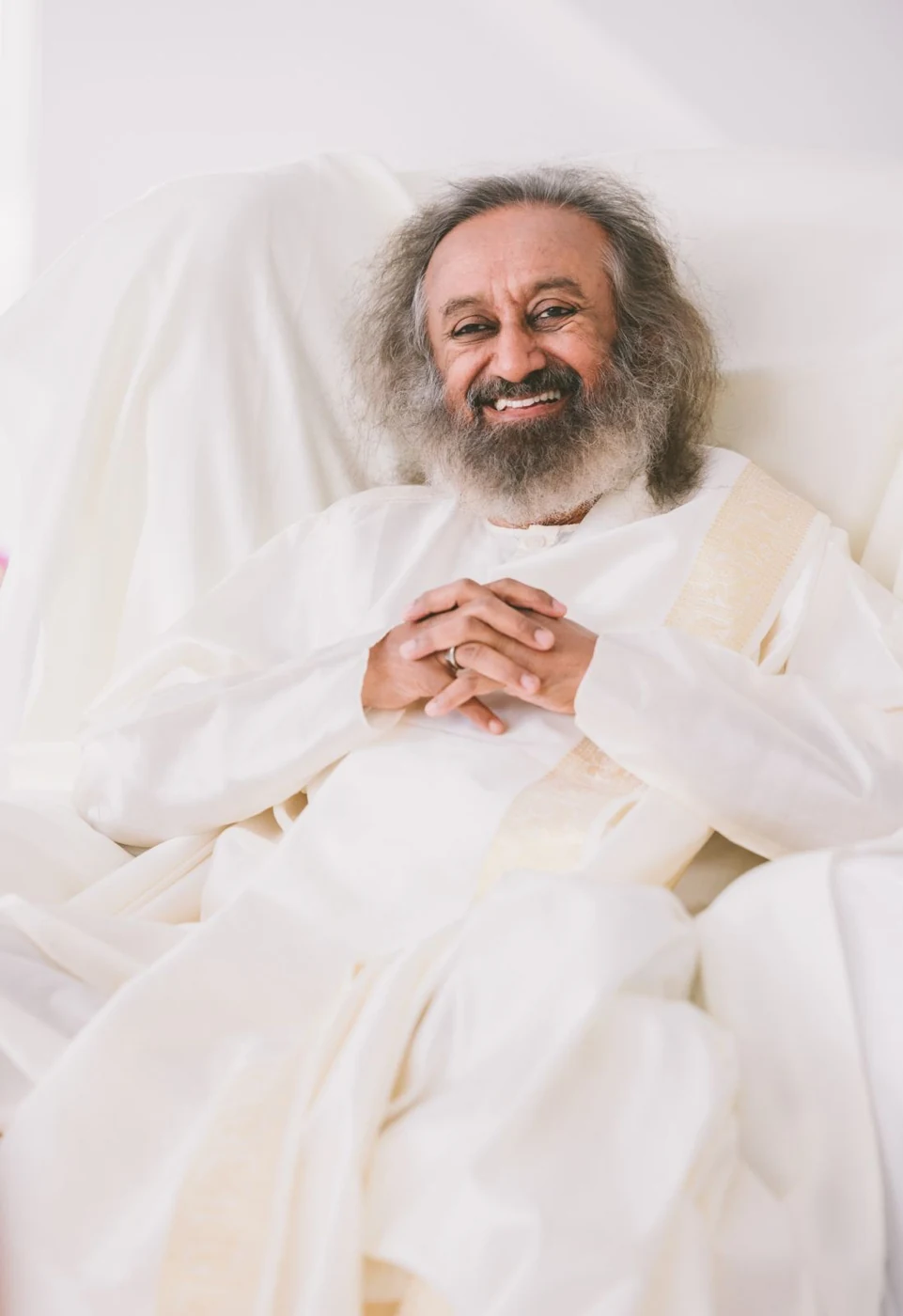 Gurudev laughing, His head thrown back