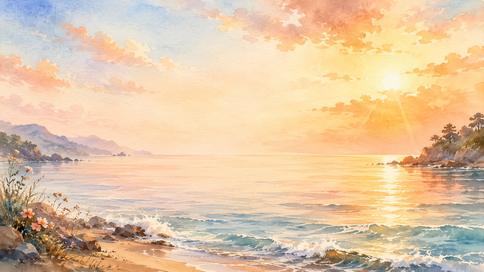 Sunrise over a calm sea