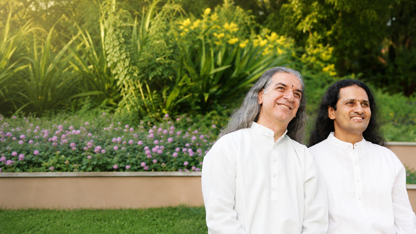 Bawa and Dinesh in a garden
