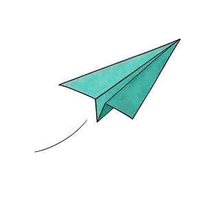 A paper plane in flight